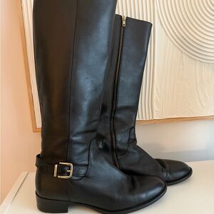 J. Crew Black Leather Knee High Riding Boots